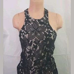 Express Women's Black Floral Lace halter dress